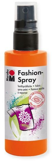 Marabu M17199050023 Fashion Spray Red Orange 100ml; Water based fabric spray paint, odorless and light fast, brilliant colors, soft to the touch; For light colored fabric with up to 20% man made fibers; After fixing washable up to 40 C; Ideal for free hand spraying, stenciling and many other techniques; EAN: 4007751659415 (MARABUM17199050023 MARABU-M17199050023 ALVINMARABU ALVIN-MARABU ALVIN-M17199050023 ALVINM17199050023) 
