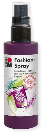 Marabu M17199050039 Fashion Spray Aubergine 100ml; Water based fabric spray paint, odorless and light fast, brilliant colors, soft to the touch; For light colored fabric with up to 20% man made fibers; After fixing washable up to 40 C; Ideal for free hand spraying, stenciling and many other techniques; EAN: 4007751659484 (MARABUM17199050039 MARABU-M17199050039 ALVINMARABU ALVIN-MARABU ALVIN-M17199050039 ALVINM17199050039) 