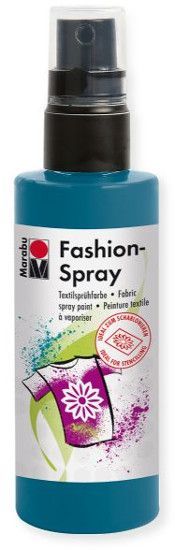 Marabu M17199050092 Fashion Spray Petrol 100ml; Water based fabric spray paint, odorless and light fast, brilliant colors, soft to the touch; For light colored fabric with up to 20% man made fibers; After fixing washable up to 40 C; Ideal for free hand spraying, stenciling and many other techniques; EAN: 4007751659576 (MARABUM17199050092 MARABU-M17199050092 ALVINMARABU ALVIN-MARABU ALVIN-M17199050092 ALVINM17199050092) 