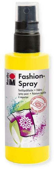 Marabu M17199050220 Fashion Spray Sunshine Yellow 100ml; Water based fabric spray paint, odorless and light fast, brilliant colors, soft to the touch; For light colored fabric with up to 20% man made fibers; After fixing washable up to 40 C; Ideal for free hand spraying, stenciling and many other techniques; EAN: 4007751659675 (MARABUM17199050220 MARABU-M17199050220 ALVINMARABU ALVIN-MARABU ALVIN-M17199050220 ALVINM17199050220) 
