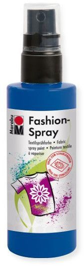 Marabu M17199050258 Fashion Spray Marine Blue 100ml; Water based fabric spray paint, odorless and light fast, brilliant colors, soft to the touch; For light colored fabric with up to 20% man made fibers; After fixing washable up to 40 C; Ideal for free hand spraying, stenciling and many other techniques; EAN: 4007751659743 (MARABUM17199050258 MARABU-M17199050258 ALVINMARABU ALVIN-MARABU ALVIN-M17199050258 ALVINM17199050258) 