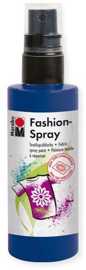 Marabu M17199050293 Fashion Spray Night Blue 100ml; Water based fabric spray paint, odorless and light fast, brilliant colors, soft to the touch; For light colored fabric with up to 20% man made fibers; After fixing washable up to 40 C; Ideal for free hand spraying, stenciling and many other techniques; EAN: 4007751659767 (MARABUM17199050293 MARABU-M17199050293 ALVINMARABU ALVIN-MARABU ALVIN-M17199050293 ALVINM17199050293) 