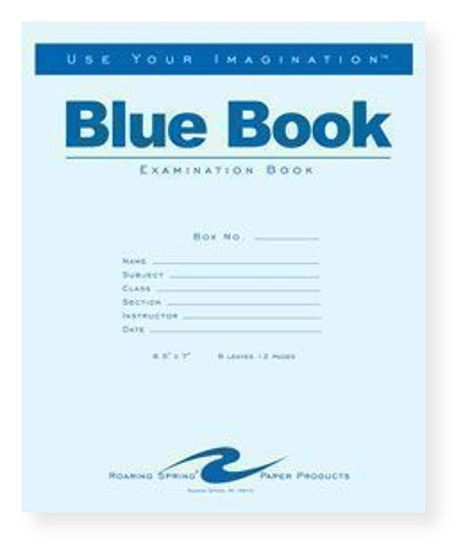 Roaring Spring ROA120 Exam Blue Books; Stapled booklets with blue covers are a stand-by for student exams; 11/32