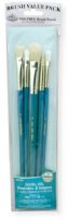Royal & Langnickel RSET-9189 Teal Blue 6-Piece Brush Set 18; This is an easy color-coded price point program featuring a wide variety of brush shapes and sizes; Each set includes a free brush pouch; Set includes camel brushes round 2, birstle round 6, flat 8, filber 12, white taklon filbert 4, and flat 4; UPC 90672226044 (ROYAL&LANGNICKEL ROYAL&LANGNICKELRSET-9187 ALVIN-RSET-9187 ALVINRSET-9187 ALVIN-BRUSH ROYAL&LANGNICKEL-BRUSH) 