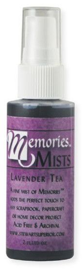 Memories SSMMLT Mist Spray Ink Lavender Tea, A fine mist of these inks add a gorgeous layer of color or iridescence to any fashion, art, or papercraft project; Acid free and archival; 2 ounces spritzers; UPC 294777101200 (MEMORIESALVIN MEMORIES-ALVIN MEMORIESSSMMLT ALVINSSMMLT ALVINASPRAYINK ALVIN-SPRAYINK)
