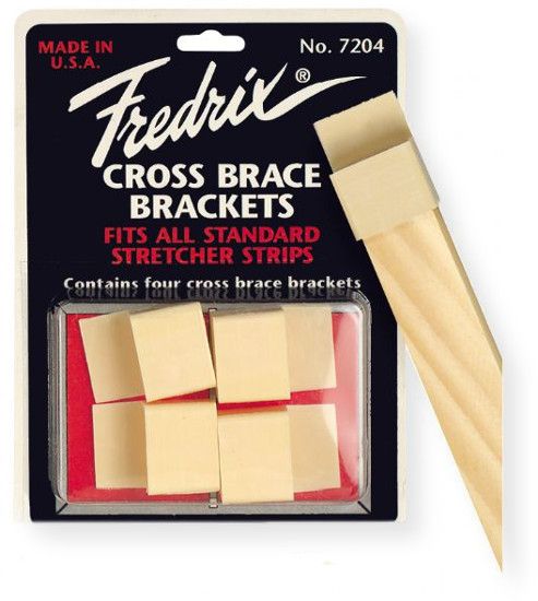 Fredrix T7204 Cross Brace Brackets; Braces allow for the addition of extra reinforcement to larger art canvas frames; Length cut to fit inside dimension of stretchers strips; Fredrix cross braces are attached to the back groove of the stretcher bar; Brackets allow you to secure cross-braces without cutting into the strips; Patented cross-brace brackets may be removed while painting and replaced without distorting the frame; UPC:  081702072045 (ALVINT7240 ALVIN-T7240 ALVINFREDRIX ALVIN-FREDRIX AL