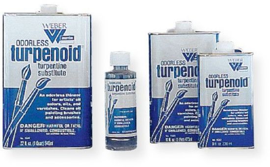 Weber W1681 4oz Odorless Turpenoid; An odorless, colorless, very volatile, thin turpentine substitute; Turpenoid has the same painting properties and drying time as turpentine but is free of the strong characteristic turpentine odor; Compatible with oil colors as a painting vehicle, either alone or in mediums; Also excellent as a solvent or paintbrush cleaner, and for use in removing paint spots from clothing; UPC: 018918016815 (WEBERW1681 WEBER-W1681 ALVINWEBER ALVIN-W1681 WEBERSOLVENT WEBER-SO