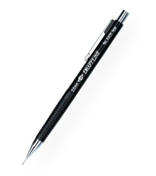 Alvin XA05 Draft-Line Mechanical Pencil .5mm; Economical yet durable, these pencils feature a cushion point for comfortable writing control and minimal lead breakage; Ideal for both drafting and general writing; The 4mm long stainless steel lead sleeve supports the lead and provides drawing accuracy even with thick straightedges; Built-in eraser under cap; Black barrel; Supplied with B Degree lead; UPC 088354255109 (ALVINXA05 ALVIN-XA05 DRAFT-LINE-XA05 WRITING DRAFTING ARCHITECTURE)