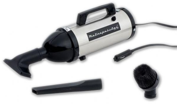 Metrovac 106-577911 Model AM4SB Evolution Hand Portable Vacuum Cleaner, 12 V; All Steel construction; Satin Nickel / Black Finish; The Metropolitan 12V Evolution Hand Vac plugs into the cigarette lighter or 12 volt outlet in your vehicle; It's the ultimate in convenience for anyone living in an apartment or condo; The Metro 12 Volt Hand Vac is excellent for maintenance and quick cleaning during the work week; UPC 031275577911 (METROVACAM4SB METROVAC AM4SB 106-577911)