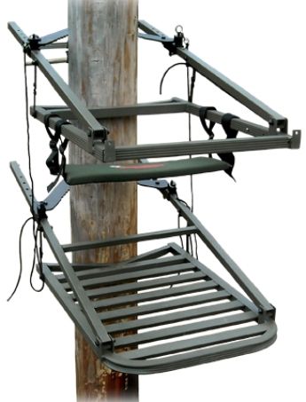 Amacker AM82011 Aluminum Deer Thief Adjuster Climber, Platform size 20x32 inch, Lightweight aluminum construction, Retractable bow and gun rest, Patented self-leveling system, Built-in support system, Padded sling seat, Large platform allowing for added leg room, Easily adjusts to tree taper while climbing (up or down), Maximum 350lb weight capacity, Comfortable and user-friendly (AM-82011 AM 82011)