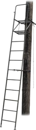 Amacker AM82031 Refurbished Adjuster Ladder Tree Stand, Padded, removable shooting rail, Patented tree attachment for maximum safety, Quick, easy set-up and take-down, Ladder height reaches 16ft, Maximum 300lb weight capacity, 16