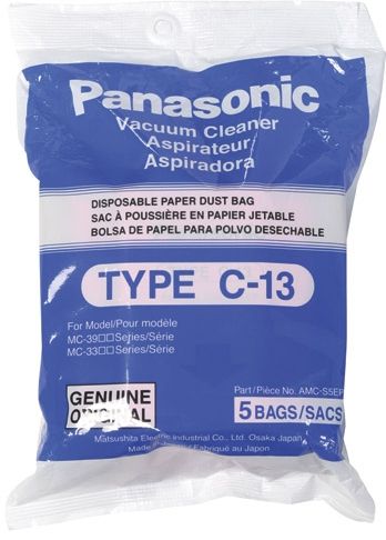 Panasonic AMC-S5EP Vacuum Cleaner Bags for MC3900 and MC3920 Vacuum Cleaners, Type C-13, Pack of 5, Weight 1.01 lbs, UPC 037988958207 (AMCS5EP AMC S5EP)