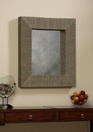 Linon AMIT-MIR026RECT-1 Mendong with Black Thread Rectangle Mirror; Handcrafted from natural fibers, is a work of art; Measuring 25.5