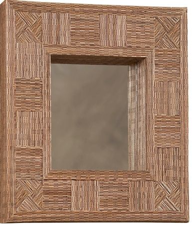 Linon AMIT-MIR807RECT-1 Mosaic Cocostick Rectangle Mirror; Handcrafted from natural fibers, is a work of art; Measuring 25.5