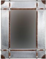 Linon AMMMIR224X321 Small Aluminum Framed Wall Mirror; Full of rustic charm and character, is perfect for accenting any area of your home; 5" Wide bordered mirror is accented with leather and nailhead details; Hangs vertically or horizontally; 5mm Mirror Glass, Measures 13.3"x21.2"; UPC 753793939391 (AMM-MIR224X321 AMMMIR-224X321 AMM-MIR-224X321) 