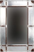 Linon AMMMIR232X481 Large Aluminum Framed Wall Mirror; Full of rustic charm and character, is perfect for accenting any area of your home; 5.9" Wide bordered mirror is accented with leather and nailhead details; Hangs vertically or horizontally; 5mm Mirror Glass, Measures 19.48"x35.2"; UPC 753793939407 (AMM-MIR232X481 AMMMIR-232X481 AMM-MIR-232X481) 