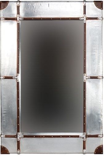Linon AMMMIR232X481 Large Aluminum Framed Wall Mirror; Full of rustic charm and character, is perfect for accenting any area of your home; 5.9
