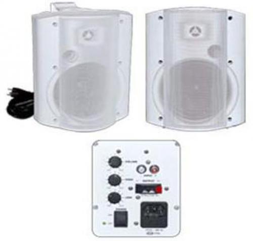 OWI AMP6022W Speakers; 2- Way, 6- woofer, 4 ohm; One self-amplified (AMP602) and one non-amplified (p602) surface mount speaker combo with power cord and mounting hardware; Color: White; CE certified; Perfect for schools, hotels, conference rooms and training rooms; Sold as each or combination; Description: 1 each 6.5
