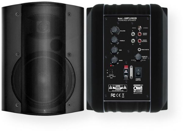 OWI AMPLV602B One Speaker Combo - Low Voltage Amplified Surface Mount Speaker, Black Color; 2-way, 6