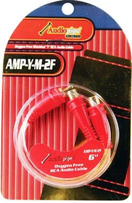 Audiopipe AMP-Y-M-2F Oxygen Free High Heat Resistant RCA Cables for Amplifiers, 24 Kt. Gold-plated RCA Connectors, Excellent Noise Rejection, Clear Flexible Jacket (AMPYM2F AMPY-M2F AMPY-M-2F AMP-Y-M2F AMP-YM-2F Audio Pipe)