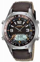 Casio AMW701B-5AV Gray Pathfinder Watch featuring a Cloth Band and Fishing Timer; 10 Year Battery Life; Hunting Timer; Moon Phase Data; 100 meter water resistant (AMW701B5AV    AMW701B  5AV) 