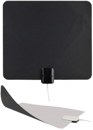 RCA ANT1100F Ultra Thin Omni-Directional Indoor HDTV Antenna, Black/White; 40 miles Range (Distance); Enjoy HD and digital local programming on your television for FREE; Patented, 360 multi-directional design eliminates need for constant adjustments; Supports up to 1080i HDTV broadcasts for high-quality picture and sound; UPC 044476118081 (ANT-1100F ANT 1100F ANT1100) 