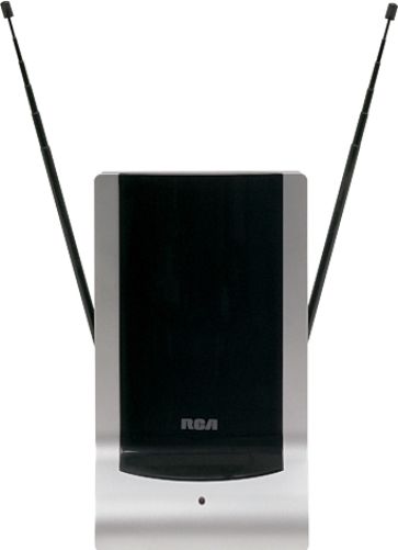 RCA ANT1251R Amplified Indoor Antenna, 6 feet of 75 Ohm coaxial cable, AC/DC adapter included, Boosts TV and FM signals for best possible picture and sound, Built in cable simplifies connection, Dipoles extend to 39 inches to improve reception of channels 2 thru 13, F connector for easy hookup, HDTV compatible, LED power-on indicator, UPC 079000334859 (ANT-1251R ANT 1251R ANT1251)