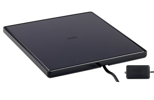 RCA ANT1650F RCA Superior Flat Indoor HDTV Antenna with Amplifier, High gloss black finish, Superior signal reception quality, Receives local HD and all digital TV broadcasts, Supports 1080 resolution reception, Out performs traditional antennas due to patented design, Recommended Use: Indoor, black Color, plate Form Factor, HDTV compatible, UPC 044476064548 (ANT1650F AN-T1650F)