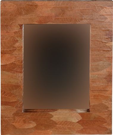 Linon AOTO-MIR019RECT-1 Mahogany Leaf Rectangle Mirror; Handcrafted from natural fibers, is a work of art; Measuring 25.5