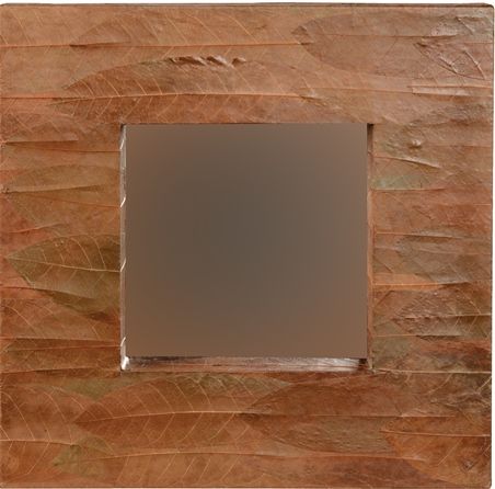 Linon AOTO-MIR019SQ Mahogany Leaf Square Mirror; Handcrafted from natural fibers, is a work of art; 4