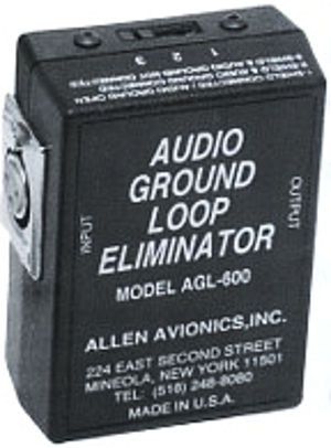 Allen Avionics AGL-600 Audio Ground Loop Isolation Transformer, Black Color; True Isolation Transformer; Distortion-Free; Low Signal Loss; Excellent Signal Fidelity; Ten Times Audio Bandwidth; Passive Device; Ground Lifter Switch; Shielded Transformer Core; 1:1 Turns Ratio; Dimensions 3.75