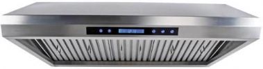 Cavaliere AP238-PS65-36 Under Cabinet Range Hood, 4 Speeds with Timer Function, 385CFM/490CFM/615CFM/900CFM Airflow Max, Noise Level: Low Speed 46dB to Max Speed 69dB, 260W Dual Motors, Touch Sensitive with Electronic LCD Control Panel Keypad, 2 x 35W Halogen lights, 8" round duct vent, Dishwasher Safe Stainless Steel Baffle Filters, UPC 816606012008 (AP238PS6536 AP238PS65-36 AP238-PS6536 AP238-PS65) 