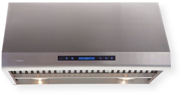 Cavaliere AP238-PS83-36 Under Cabinet Range Hood, 4 Speeds with Timer Function, 1000 CFM Airflow Max, Noise Level: Low Speed 45dB to Max Speed 70dB, 360W Dual Motors, Touch Sensitive with Blue LED Lighting Keypad, 2 x 35W Halogen lights, 8