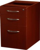 Mayline APBF26-CHY Aberdeen Series Desk Pedestal, Pencil/Box/File, 3 Drawer Quantity, Key Lockable, 50 Lbs Capacity - Drawer, 60 Lbs Capacity - Overall, 14" W x 25.25" D x 25.38" H Inside Dimensions, 12" W x 20.69" D x 9.19" H Drawer Dimensions, Curved metal pulls with brushed nickel finish, Unfinished top must be attached underneath a surface, Able to store office supplies and letter / legal sized files, Cherry Color, UPC 760771115500 (APBF26-CHY APBF26 CHY APBF26CHY APBF26 APBF-26 APBF 26) 