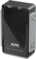 APC P4V Four-outlet Wall-mount Surge Protector With Coaxial Protection, Black Color; Building Wiring Fault Indicator; Fail Safe Mode; IEEE let-through rating and UL 1449 compliance; Noise Filtering; Protection Working Indicator; Transformer Block Spacing; Dimensions 6.5"H x 4.5"W x 2.25"D, Weight 0.8 lbs; Shipping weight 1.1 lbs; UPC 731304260127 (APCP4V APC-P4V APC P4-V) 