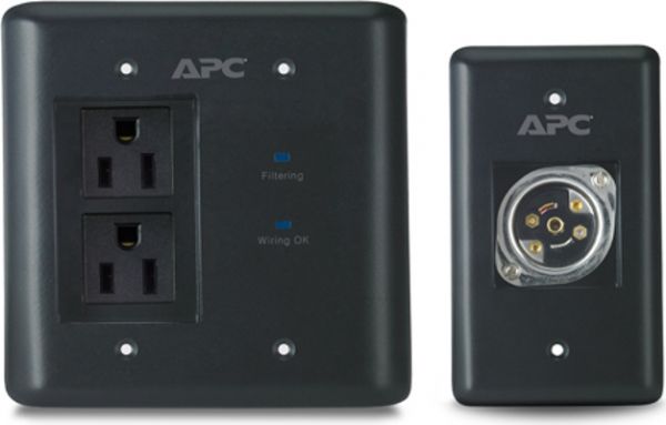 APC INWALLKIT-BLK Power Filter/Connection Kit, Black Color; Isolated power filter banks that eliminates electromagnetic and radio frequency interference (EMI/RFI) as a source of audio-video signal degradation; LED status indicators that quickly understand unit and power status with visual indicators; Dimensions 4.72