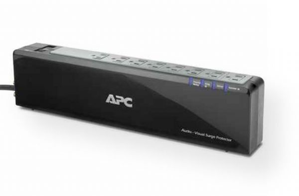 APC P8V Eight-Outlet Premium Surge Protector, Black Color; Noise Filtering; Resettable circuit breaker; Status Indicator LED's; Fail Safe Mode; IEEE let-through rating and UL 1449 compliance; Building Wiring Fault Indicator; Dimensions 15.5