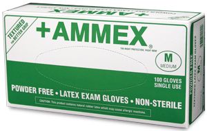 Ammex APFLT70100 Latex Exam Gloves, Box of 100, Extra Small XS, Powder Free, Medical Grade, Non-Sterile, Textured, Polymer Coated, Beaded Cuff, Low Residual Protein, Non-Chlorinated, UPC 697383100405 (APFLT7 0100 APFLT7-0100 APFLT 70100 APFLT-70100 APF LT70100 APF-LT70100)