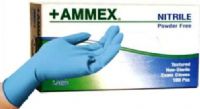 Ammex APFN40100 +AMMEX Extra Small Powder Free, Textured Nitrile Gloves, Blue, High performance, exam grade nitrile glove, Powder free and latex free, chlorinated with a micro-roughened grip, Have three times the puncture resistance of comparable latex or vinyl gloves, 100 gloves per box, UPC 697383100801 (APFN-40100 APFN 40100 AP-FN40100 APF-N40100) 