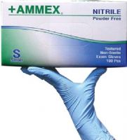 Ammex APFN42100 +AMMEX Small Powder Free, Textured Nitrile Gloves, Blue, High performance, exam grade nitrile glove, Powder free and latex free, chlorinated with a micro-roughened grip, Have three times the puncture resistance of comparable latex or vinyl gloves, 100 gloves per box, UPC 697383100818 (APFN-42100 APFN 42100 AP-FN42100 APF-N42100) 