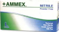 Ammex APFN48100 +AMMEX Extra Large Powder Free, Textured Nitrile Gloves, Blue, High performance, exam grade nitrile glove, Powder free and latex free, chlorinated with a micro-roughened grip, Have three times the puncture resistance of comparable latex or vinyl gloves, 100 gloves per box, UPC 697383100849 (APFN-48100 APFN 48100 AP-FN48100 APF-N48100) 