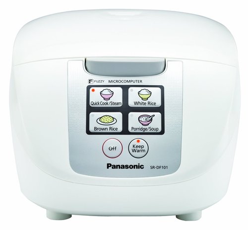 Panasonic APPA181 Microcomputer Controlled / Fuzzy Logic Rice Cooker with One Touch Cooking; Uncooked Rice Capacity up to 10 Cups; White Color; Inner Pan: Gray Non-stick Coated Aluminum; Pushbutton Lid Cover; Microcomputer Controlled with Fuzzy Logic Cooking; Automatic Shutoff; Lid Heater/Side Heater (12H) Keep Warm Time; UPC 885170090026 (APPA181 AP-PA181)