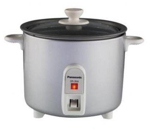 Panasonic APPA3N Automatic Rice Cooker, 1.5 Cups Uncooked Rice Capacity, Silver Color, Non-stick Coated Aluminum Inner Pan, Glass Lid Cover, Automatic Cooking Type, Automatic Shutoff, Indicator Light(s), 120 AC; 60Hz Supply, 8-1/4 x 6-5/16 x 6-5/16 DIMENSIONS W x D x H (in.), 2.2 lbs WEIGHT, UPC 037988958993 (APPA3N SR3NAS SR-3NA-S AP-PA3N)