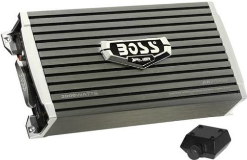 Boss Audio AR2000M Armor Series Monoblock MOSFET Class A/B Power Amplifier, 2000 Watts Max Power @ 2 Ohms, Frequency Response 9 to 130 Hz, Total Harmonic Distortion (THD) @ RMS Output 0.01%, Signal-to-Noise Ratio (SNR) 105 dB, Minimum Speaker Impedance 2 Ohms, Variable Low Pass Crossover 40 to 130 Hz, UPC 791489116435 (AR-2000M AR 2000M AR2000)