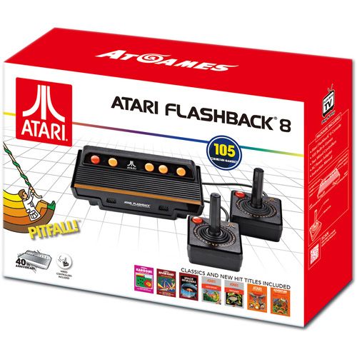 Atari AR3220 Flashback 8 Classic Game Console, 105 Built-In Games, Plug And Play, 2x Wired Atari Controllers, Legacy Controller Ports, Includes Pitfall, River Raid, Kaboom, Frogger, Centipede; Plug and play on any TV; Includes 2 User Friendly Wired Atari Controllers; Contains 105 built-in games; Features Atari 2600 Hit Titles: Pitfall, Kaboom, Asteroids, Centipede, Frogger, Space Invaders, and many more; UPC 857847003783 (ATARIAR3220 ATARI AR3220 ATARI-AR3220 AR3220 AR-3220 DISTRITECH)