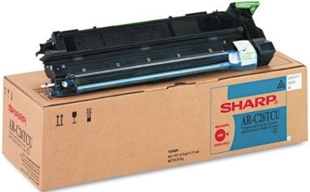 Sharp AR-C26TCU Cyan Toner Cartridge for use with Sharp AR-BC260, AR-BC320, AR-C260M and AR-C260P Printers, 11000 Page Yield Capacity, New Genuine Original OEM Sharp Brand, UPC 708562040600 (ARC26TCU AR C26TCU ARC-26TCU AR-C26-TCU) 