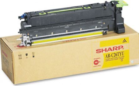 Sharp AR-C26TYU Yellow Toner Cartridge for use with Sharp AR-BC260, AR-BC320, AR-C260M and AR-C260P Printers, 11000 Page Yield Capacity, New Genuine Original OEM Sharp Brand, UPC 708562022750 (ARC26TYU AR C26TYU ARC-26TYU AR-C26-TYU) 