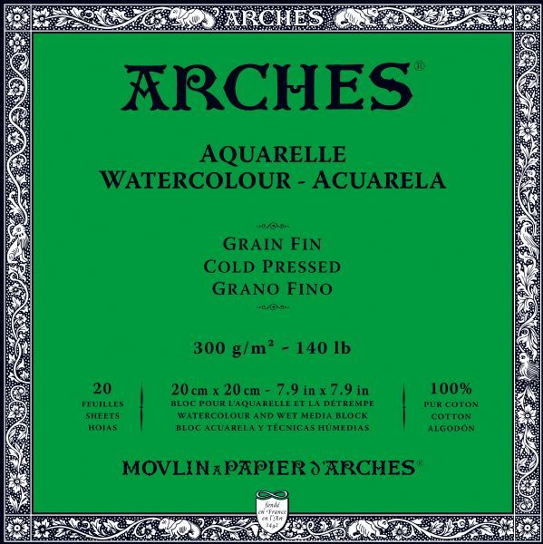 Arches 1795059 Watercolor 140 LB Cold Press Block 7.9