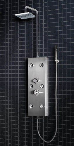 Ariel Platinum A300 Stainless Steel Shower Panel, Handheld showerhead, Thermostatic faucet, Overhead rainfall showerhead, Body massage jets, UPC Approved, Dimensions 53 x 10 (A300 A-300 ARIELA300 ARIEL-A300)