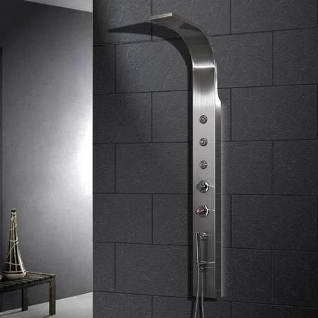 Ariel A303 Stainless Steel Shower Panel with Thermostatic Faucet, Shower panel with a stainless steel finish, Improvement your home with a thermostatic faucet, Ariel overhead rainfall showerhead enhances the comfort of your shower, Handheld showerhead, Body massage jets (A 303 A-303)